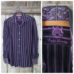 English Laundry Purple Stripe Mens Shirt Rock Glam